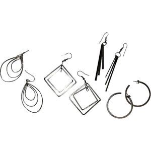 Silver toned Earrings Bundle of Four Pierced